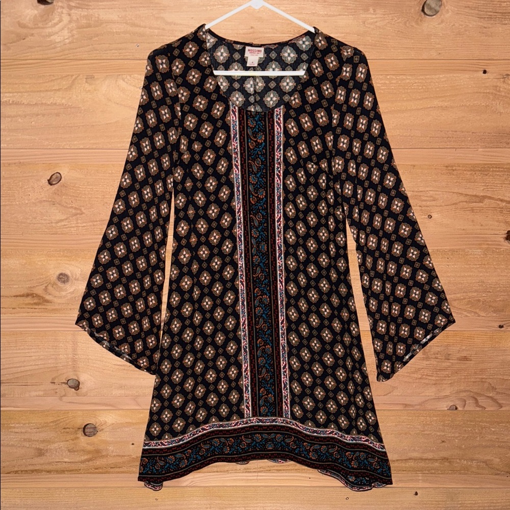 Mossimo Supply Co. Black red orange  blue teal floral paisley dress small boho